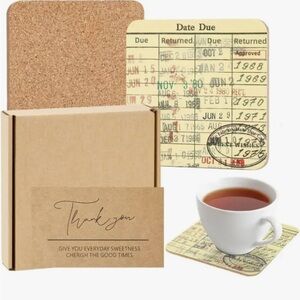 NWT - Set of 4 - Library Due Date Card Coasters
